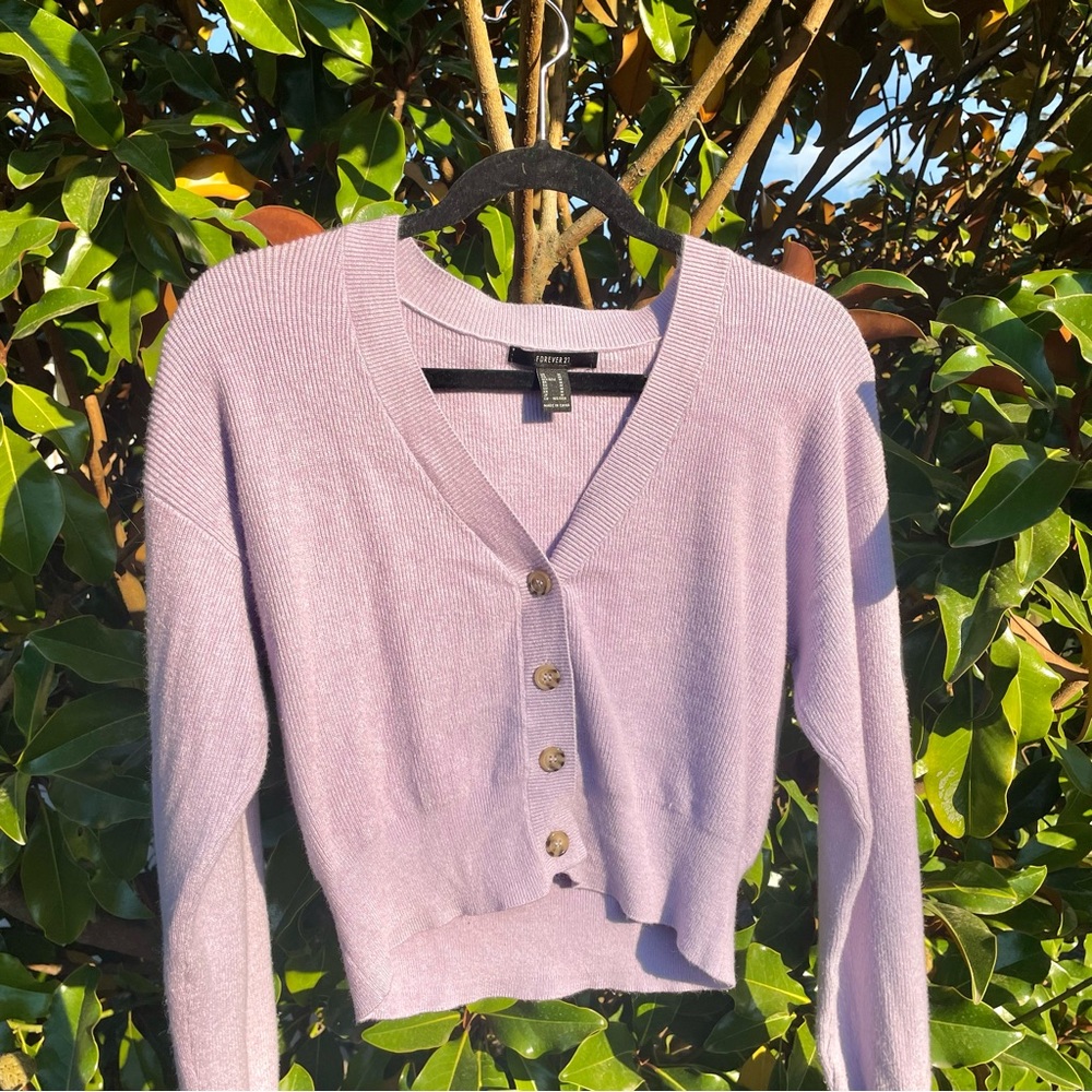 Forever 21 Purple Button Front Cardigan Sweater.